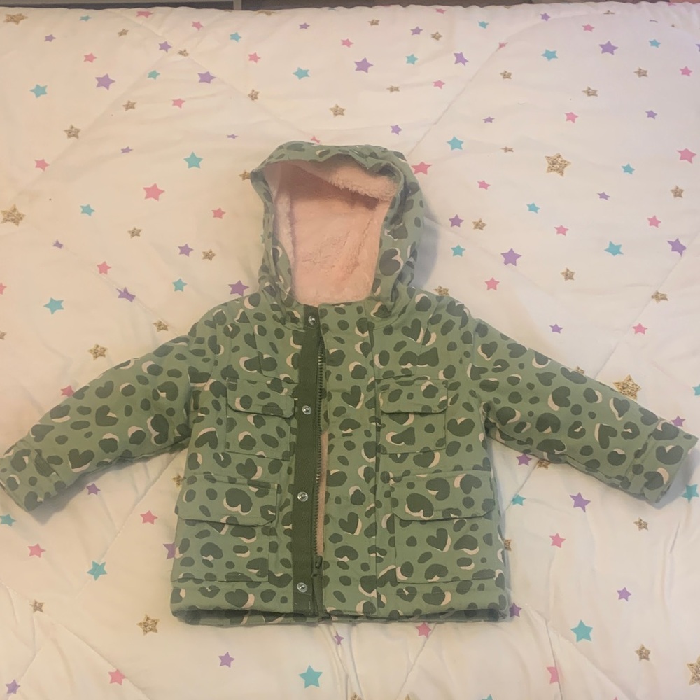 Cat & Jack Green Camo Puffer Jacket with Hood